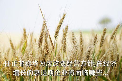 任正非稱華為應改變經(jīng)營方針,在經(jīng)濟增長的衰退期企業(yè)將面臨哪些...