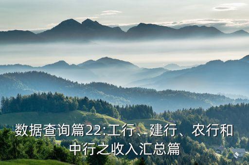 數(shù)據(jù)查詢篇22:工行、建行、農(nóng)行和中行之收入?yún)R總篇