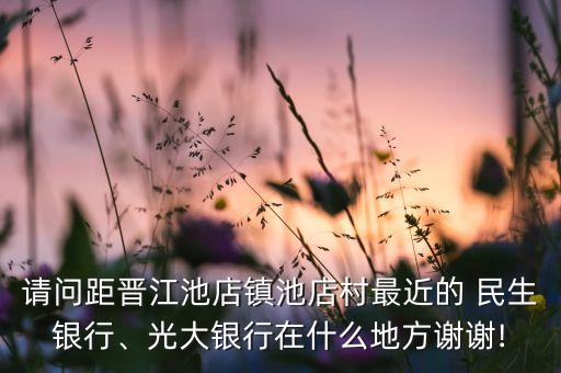 請(qǐng)問(wèn)距晉江池店鎮(zhèn)池店村最近的 民生銀行、光大銀行在什么地方謝謝!