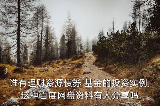 誰有理財資源債券 基金的投資實例,這種百度網盤資料有人分享嗎