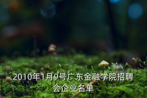 2010年1月9號廣東金融學院招聘會企業(yè)名單