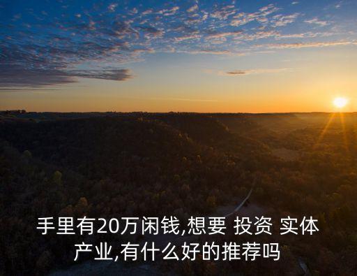 手里有20萬(wàn)閑錢(qián),想要 投資 實(shí)體產(chǎn)業(yè),有什么好的推薦嗎