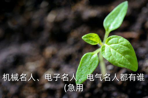 機械名人、電子名人、電氣名人都有誰(急用