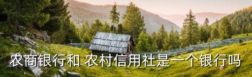 農商銀行和 農村信用社是一個銀行嗎