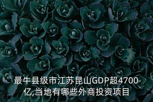 最?？h級市江蘇昆山GDP超4700億,當(dāng)?shù)赜心男┩馍掏顿Y項目