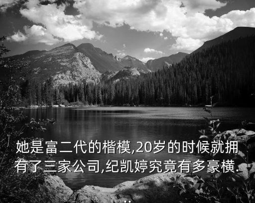 她是富二代的楷模,20歲的時候就擁有了三家公司,紀(jì)凱婷究竟有多豪橫...