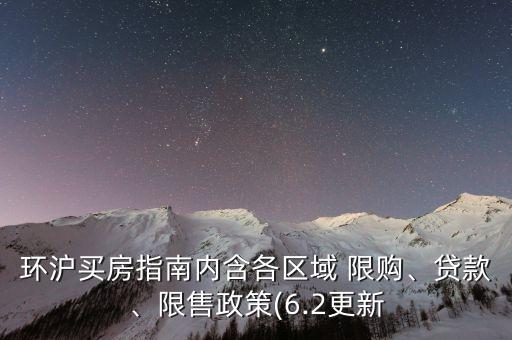 環(huán)滬買房指南內(nèi)含各區(qū)域 限購、貸款、限售政策(6.2更新