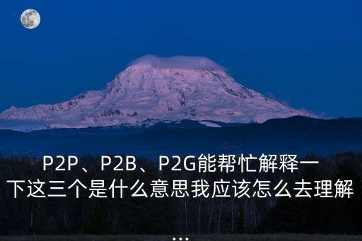 P2P、P2B、P2G能幫忙解釋一下這三個是什么意思我應該怎么去理解...