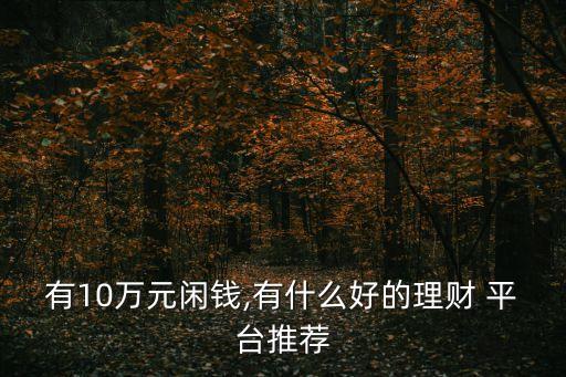 有10萬(wàn)元閑錢(qián),有什么好的理財(cái) 平臺(tái)推薦