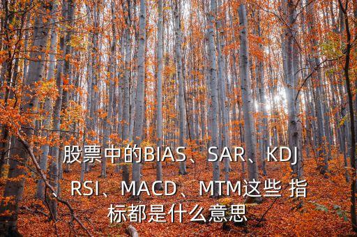  股票中的BIAS、SAR、KDJ、RSI、MACD、MTM這些 指標都是什么意思