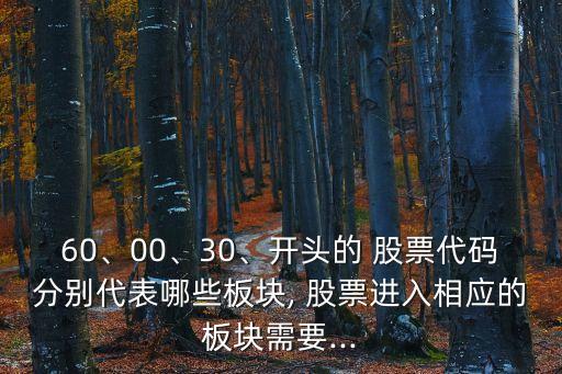 60、00、30、開頭的 股票代碼分別代表哪些板塊, 股票進入相應(yīng)的板塊需要...