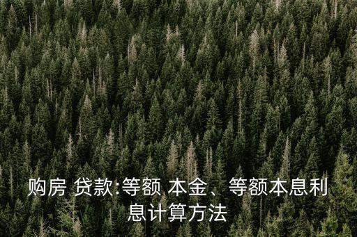 購房 貸款:等額 本金、等額本息利息計算方法