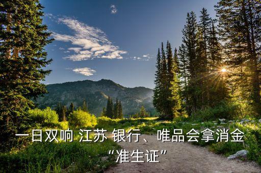 一日雙響 江蘇 銀行、唯品會(huì)拿消金“準(zhǔn)生證”