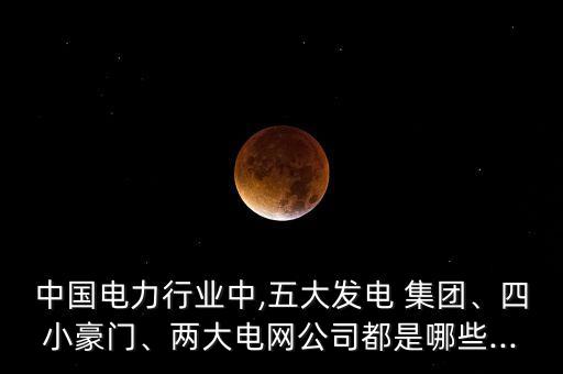 中國電力行業(yè)中,五大發(fā)電 集團、四小豪門、兩大電網(wǎng)公司都是哪些...