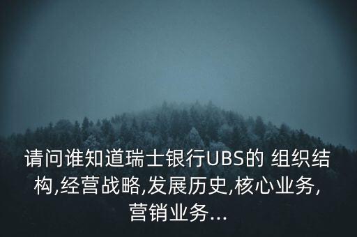 請問誰知道瑞士銀行UBS的 組織結構,經營戰(zhàn)略,發(fā)展歷史,核心業(yè)務,營銷業(yè)務...