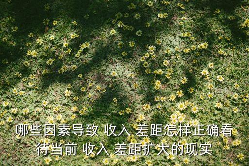 哪些因素導致 收入 差距怎樣正確看待當前 收入 差距擴大的現實