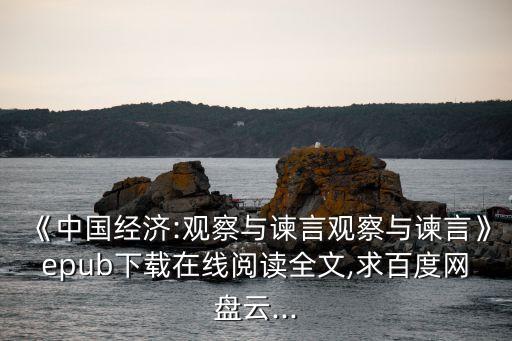 《中國經濟:觀察與諫言觀察與諫言》epub下載在線閱讀全文,求百度網盤云...