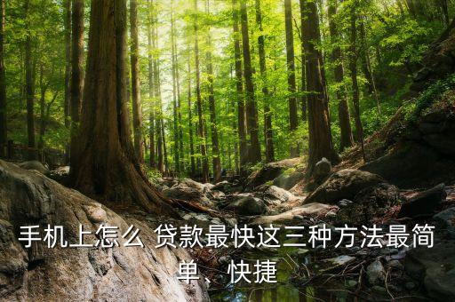 手機上怎么 貸款最快這三種方法最簡單、快捷