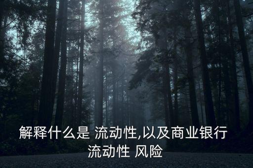解釋什么是 流動性,以及商業(yè)銀行 流動性 風(fēng)險