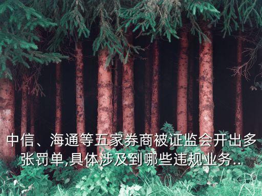 中信、海通等五家券商被證監(jiān)會開出多張罰單,具體涉及到哪些違規(guī)業(yè)務(wù)...