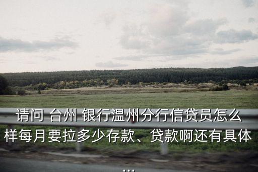 請(qǐng)問 臺(tái)州 銀行溫州分行信貸員怎么樣每月要拉多少存款、貸款啊還有具體...