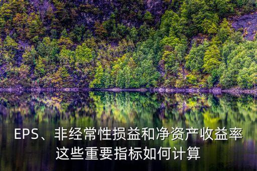 EPS、非經(jīng)常性損益和凈資產(chǎn)收益率這些重要指標(biāo)如何計(jì)算