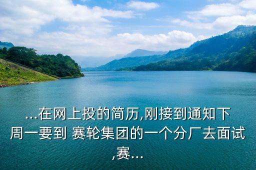 ...在網(wǎng)上投的簡歷,剛接到通知下周一要到 賽輪集團(tuán)的一個分廠去面試,賽...
