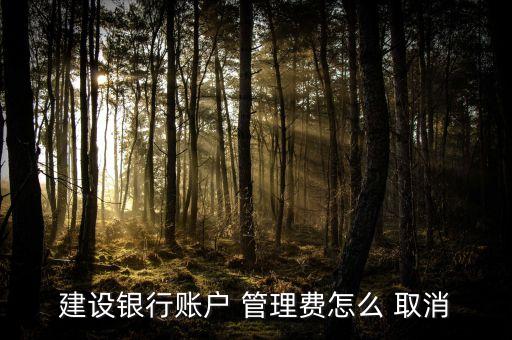 建設銀行賬戶 管理費怎么 取消