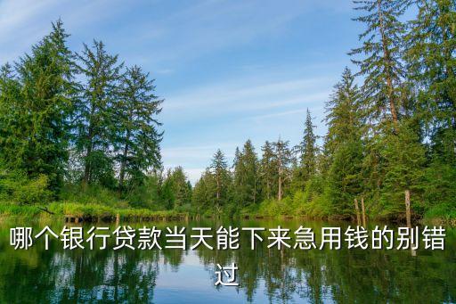 哪個銀行貸款當天能下來急用錢的別錯過