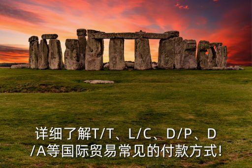 詳細(xì)了解T/T、L/C、D/P、D/A等國(guó)際貿(mào)易常見的付款方式!