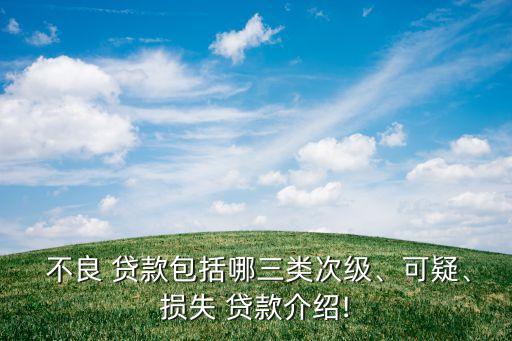  不良 貸款包括哪三類次級(jí)、可疑、損失 貸款介紹!