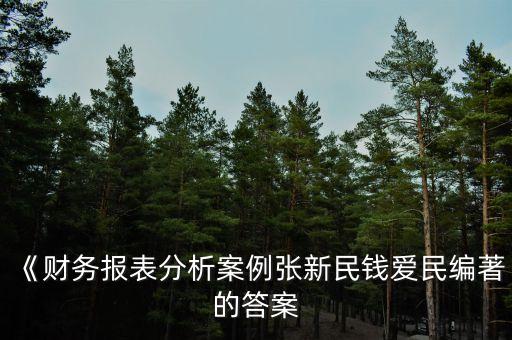 《財(cái)務(wù)報(bào)表分析案例張新民錢愛(ài)民編著的答案