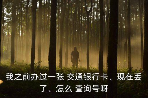 我之前辦過一張 交通銀行卡、現在丟了、怎么 查詢號呀