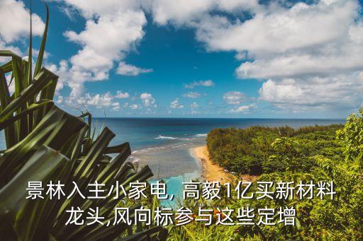 景林入主小家電, 高毅1億買(mǎi)新材料龍頭,風(fēng)向標(biāo)參與這些定增