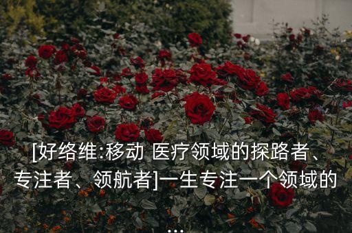 [好絡(luò)維:移動(dòng) 醫(yī)療領(lǐng)域的探路者、專注者、領(lǐng)航者]一生專注一個(gè)領(lǐng)域的...