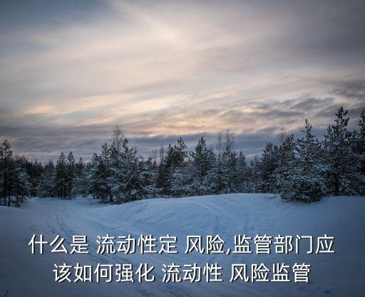 什么是 流動性定 風險,監(jiān)管部門應(yīng)該如何強化 流動性 風險監(jiān)管