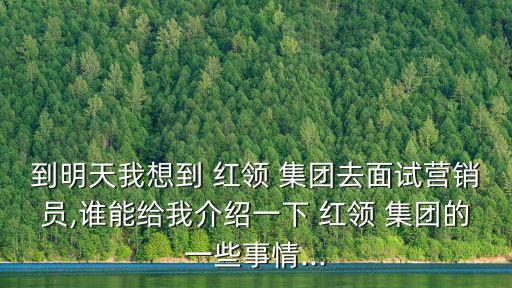 到明天我想到 紅領(lǐng) 集團(tuán)去面試營(yíng)銷員,誰能給我介紹一下 紅領(lǐng) 集團(tuán)的一些事情...