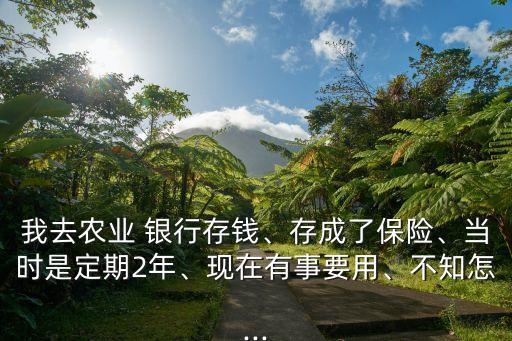我去農(nóng)業(yè) 銀行存錢、存成了保險(xiǎn)、當(dāng)時是定期2年、現(xiàn)在有事要用、不知怎...