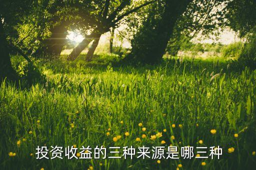  投資收益的三種來(lái)源是哪三種