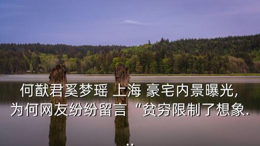 何猷君奚夢(mèng)瑤 上海 豪宅內(nèi)景曝光,為何網(wǎng)友紛紛留言“貧窮限制了想象...