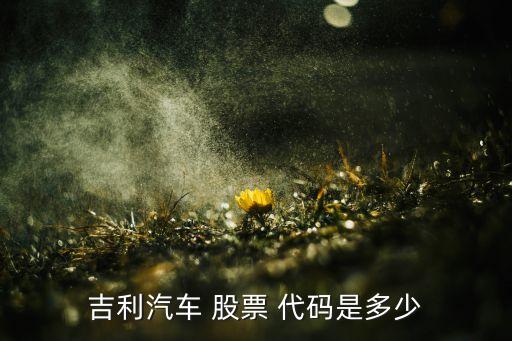 吉利汽車(chē) 股票 代碼是多少