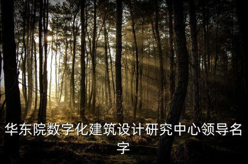 華東院數(shù)字化建筑設(shè)計研究中心領(lǐng)導(dǎo)名字