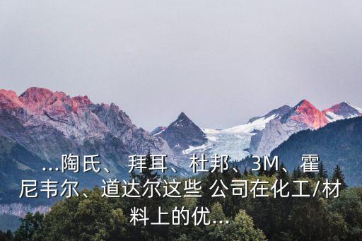 ...陶氏、 拜耳、杜邦、3M、霍尼韋爾、道達(dá)爾這些 公司在化工/材料上的優(yōu)...