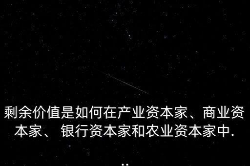 剩余價(jià)值是如何在產(chǎn)業(yè)資本家、商業(yè)資本家、 銀行資本家和農(nóng)業(yè)資本家中...