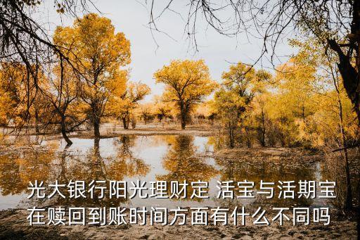  光大銀行陽光理財定 活寶與活期寶在贖回到賬時間方面有什么不同嗎