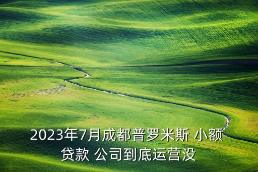 2023年7月成都普羅米斯 小額 貸款 公司到底運(yùn)營(yíng)沒