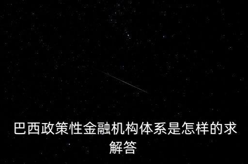  巴西政策性金融機構體系是怎樣的求解答