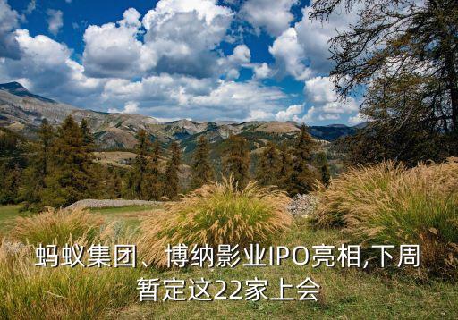 螞蟻集團、博納影業(yè)IPO亮相,下周暫定這22家上會