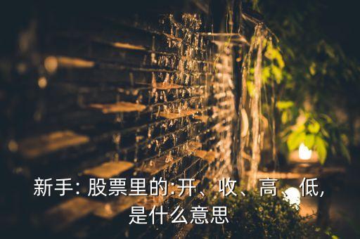 新手: 股票里的:開(kāi)、收、高、低,是什么意思