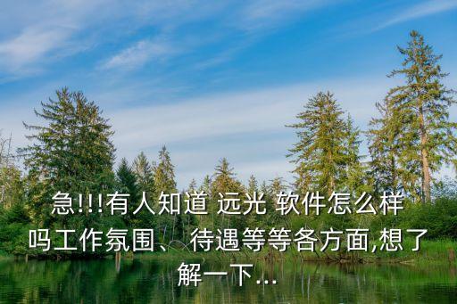急!!!有人知道 遠光 軟件怎么樣嗎工作氛圍、 待遇等等各方面,想了解一下...